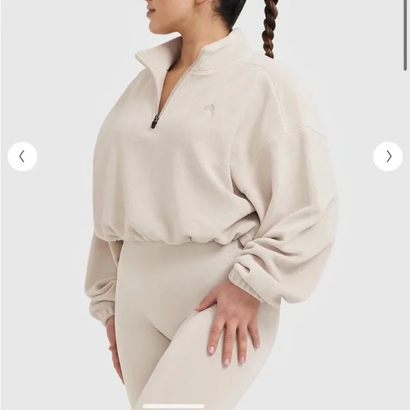 NWT Oner Active FLEECE OVERSIZED CROP 1/2 ZIP SWEATSHIRT - Picture 2 of 10